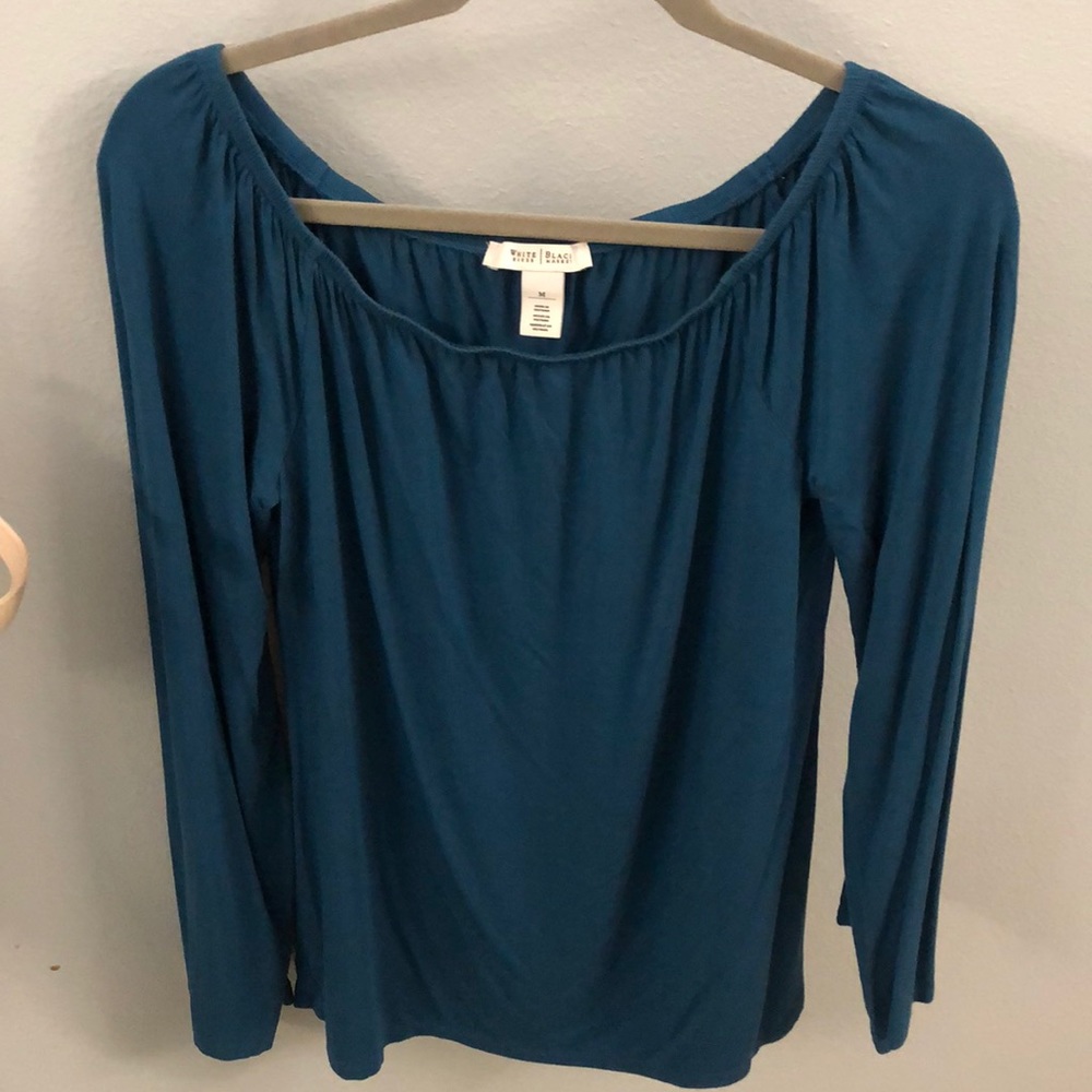 Teal WHBM long-sleeved blouse